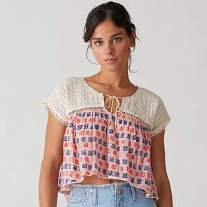 Urban Outfitters Kimchi Blue Gia Babydoll Blouse with Seashell Pattern NWOT